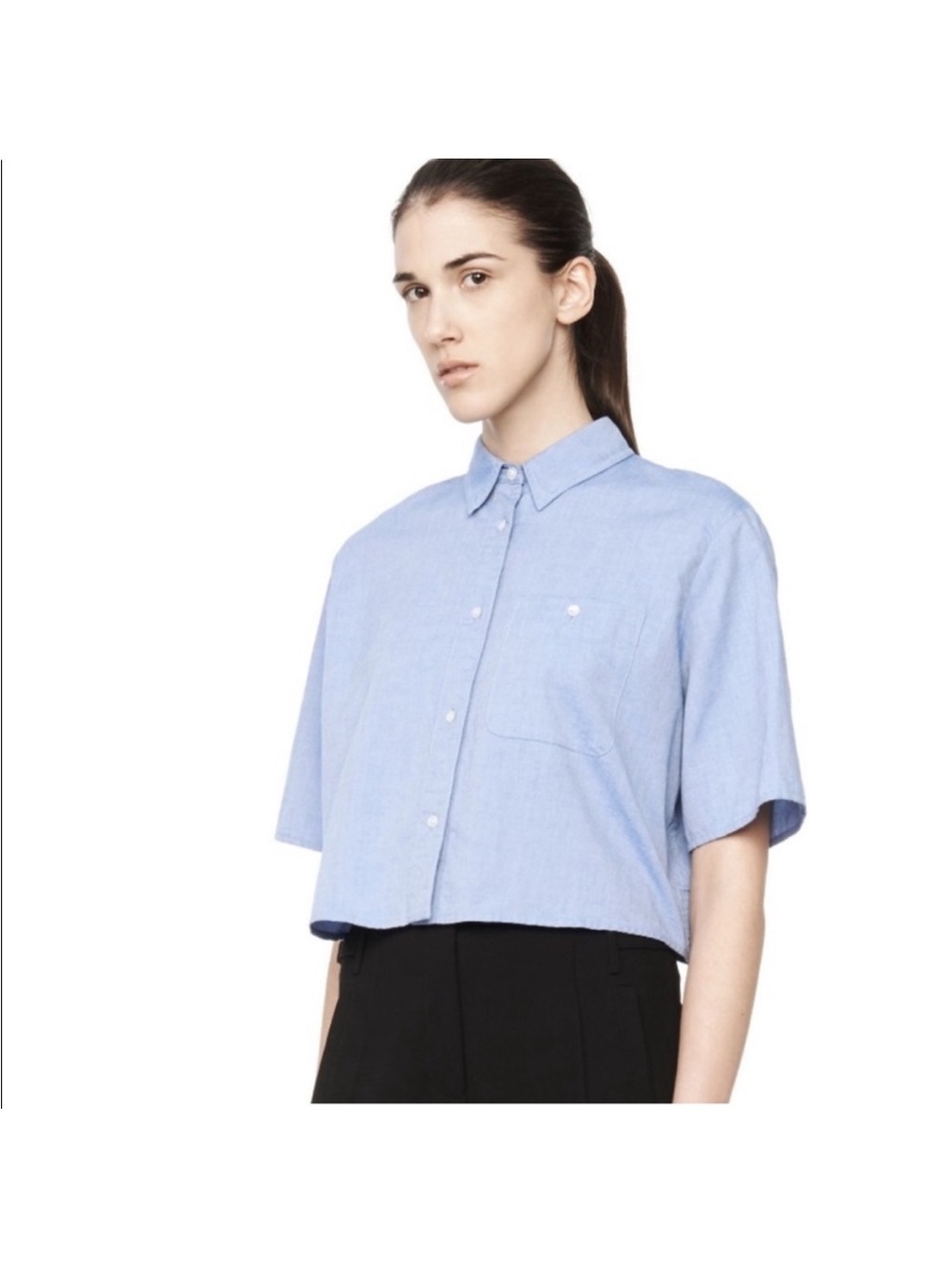 T Alexander Wang boxy cropped button up